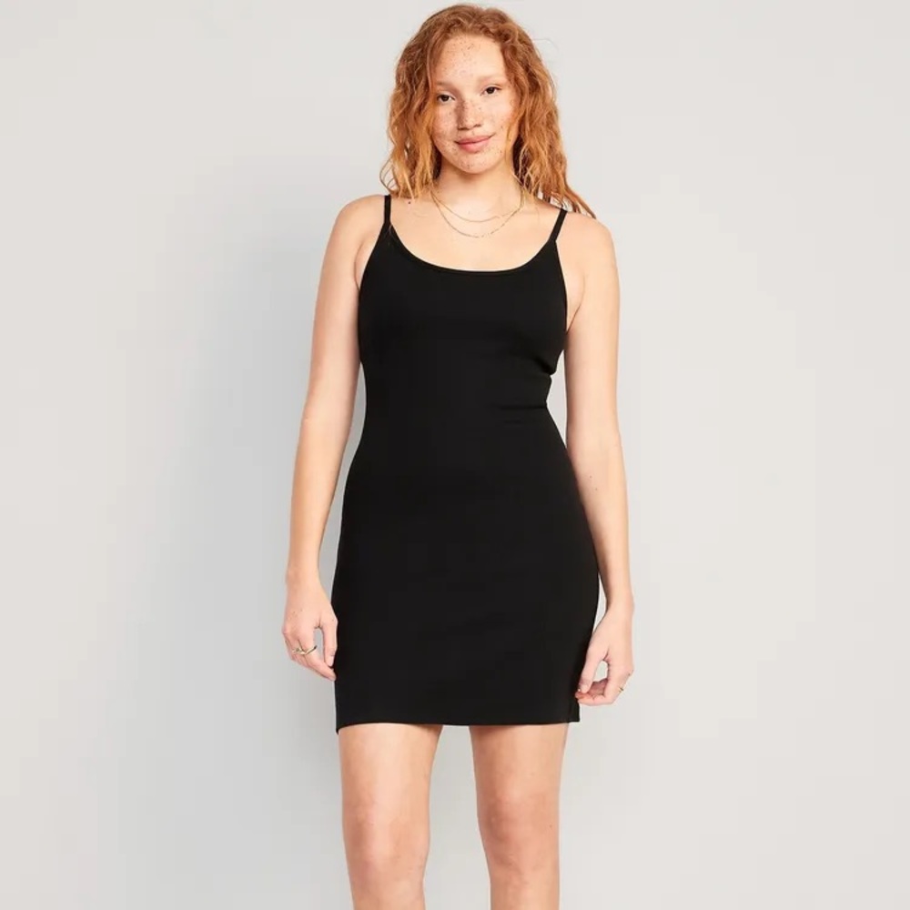 Old Navy • Fitted Rib-Knit Cami Mini Dress • Black • Large